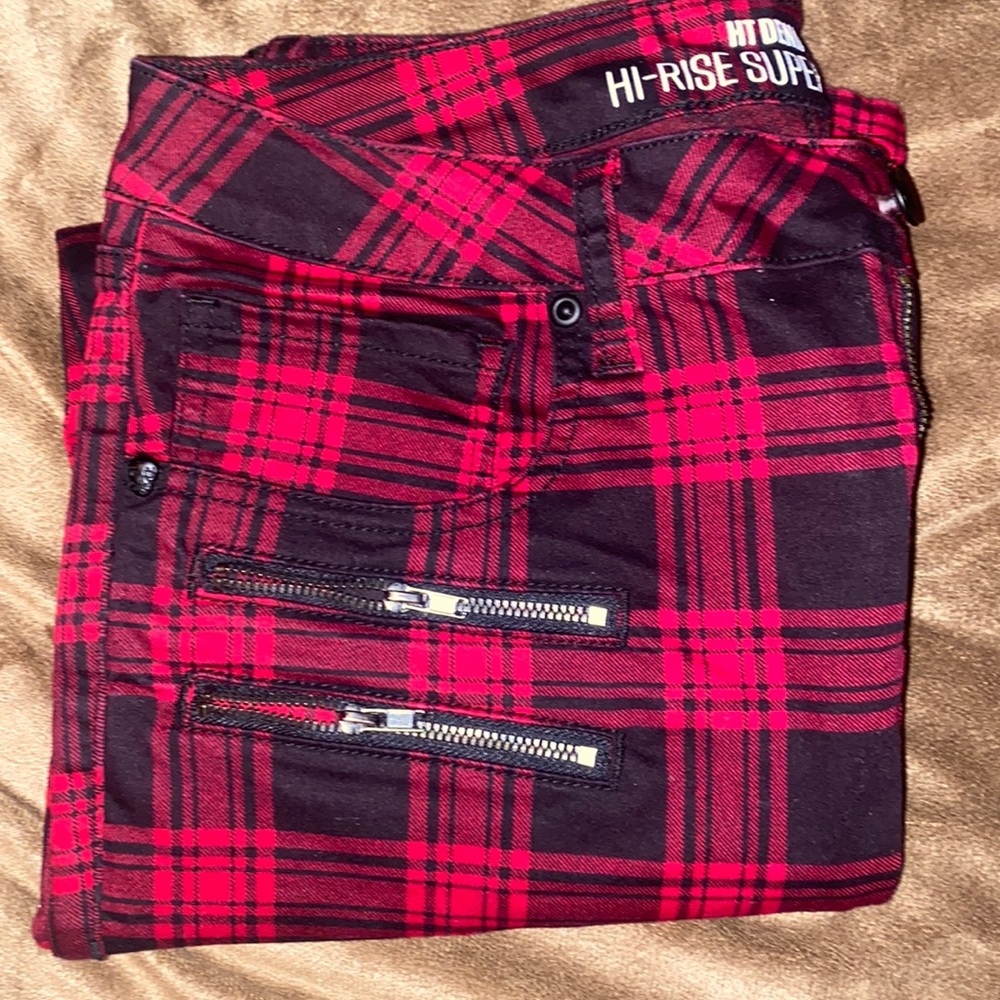 Size 11. Hot Topic Skinny Black and Red Jeans